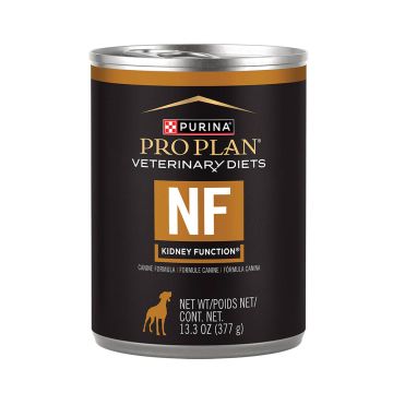 A can of Purina Pro Plan Veterinary Diets NF Kidney Function wet dog food.