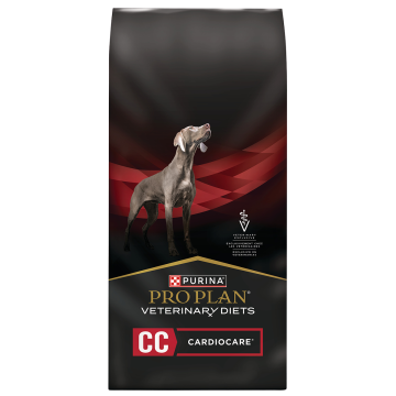 A bag of Purina Pro Plan Veterinary Diets CardioCare dry dog food.