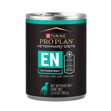 A can of Purina Pro Plan Veterinary Diets EN Gastroenteric wet dog food.