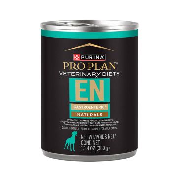 A can of Purina Pro Plan Veterinary Diets EN Gastroenteric Naturals wet dog food.