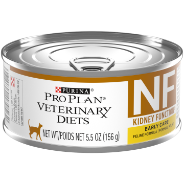 A can of Purina Pro Plan Veterinary Diets NF Kidney Function Early Care wet cat food.
