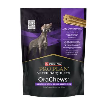 A pouch of Pro Plan Veterinary Diet Orachew canine dental treats