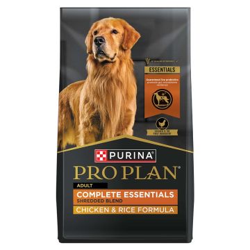 Bag of Purina Pro Plan Complete Essentials chicken and rice dry dog food