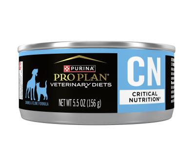 A can of Purina Pro Plan Veterinary Diets CN Critical Nutrition wet dog and cat food.