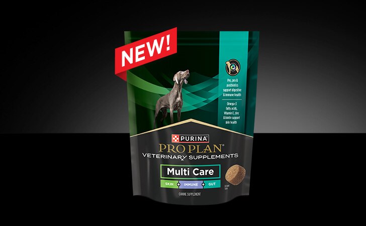 A bag of Pro Plan Veterinary Supplements Multi Care supplement for dogs.
