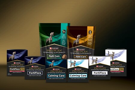 A selection of products from the Purina Pro Plan Veterinary Supplements product portfolio.